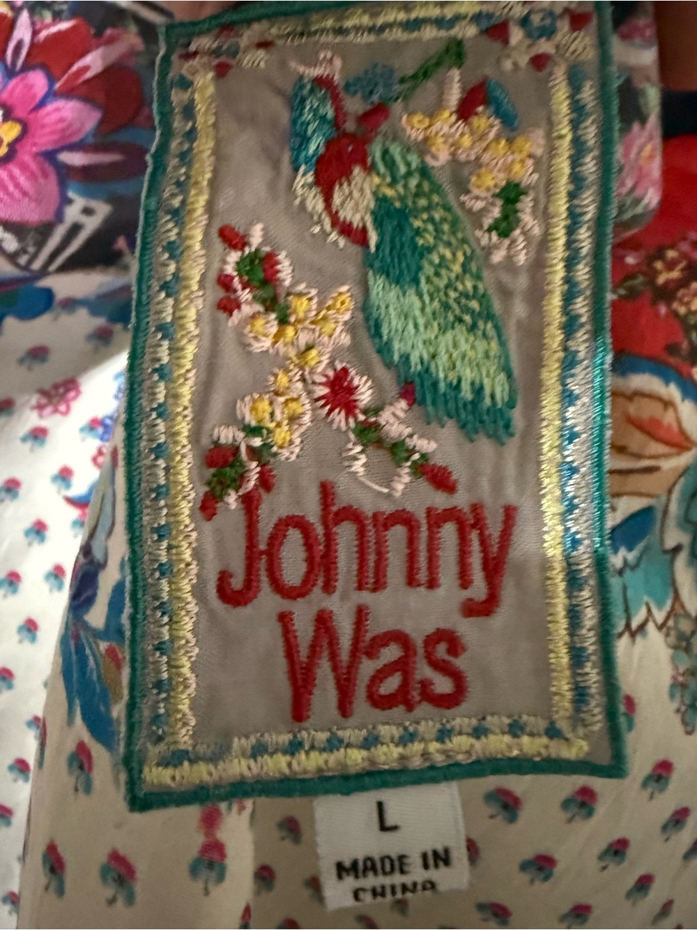 Johnny Was Red & Pink Floral Border Tunic Dress - Picture 3 of 12